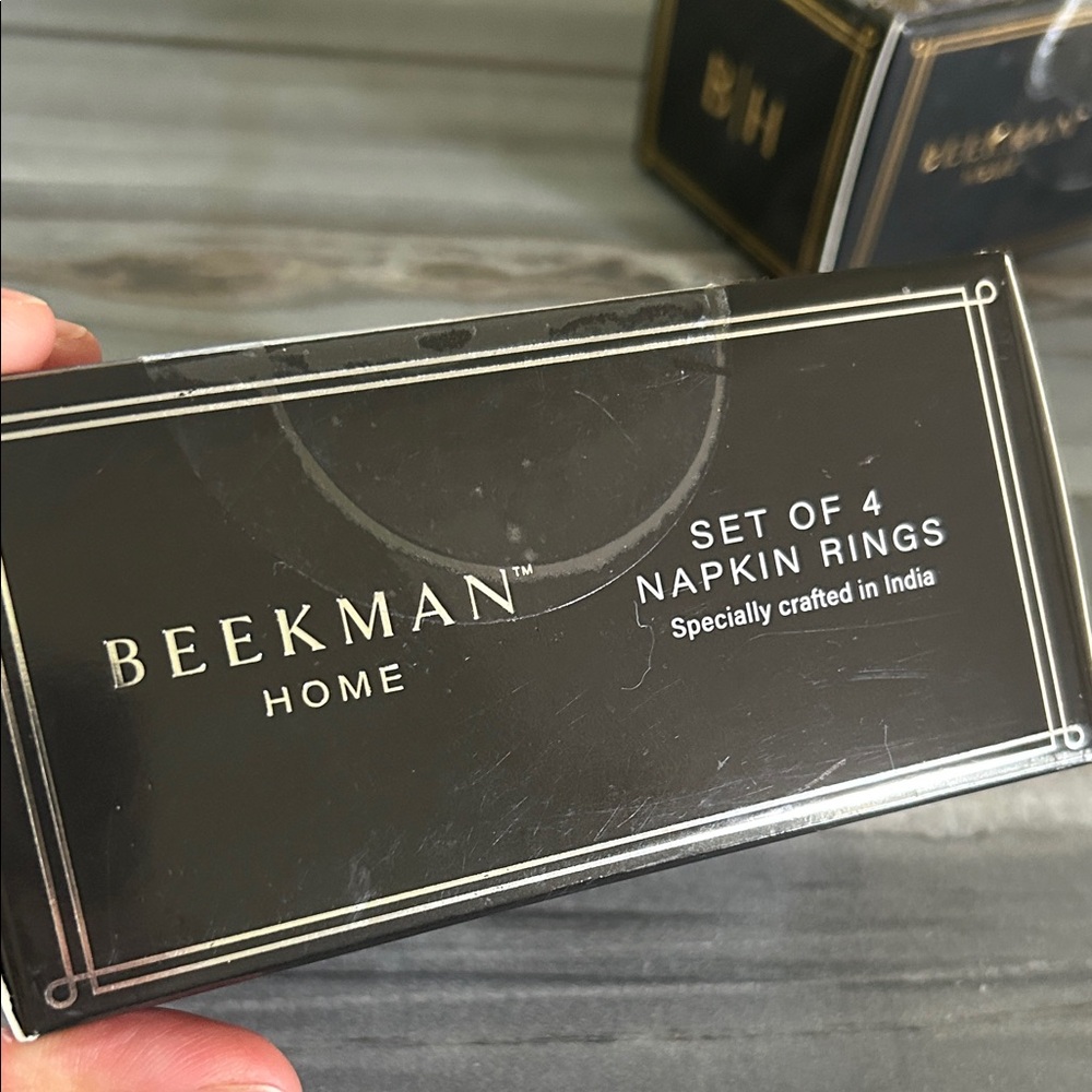 Beekman Home set of 4  Beaded Napkin Rings unopened box new! - Picture 5 of 8